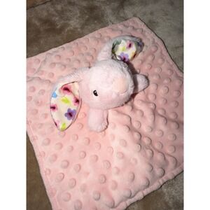 Parents Choice Lovey Bunny Security Blanket Pink Plush Floral Minky Dots